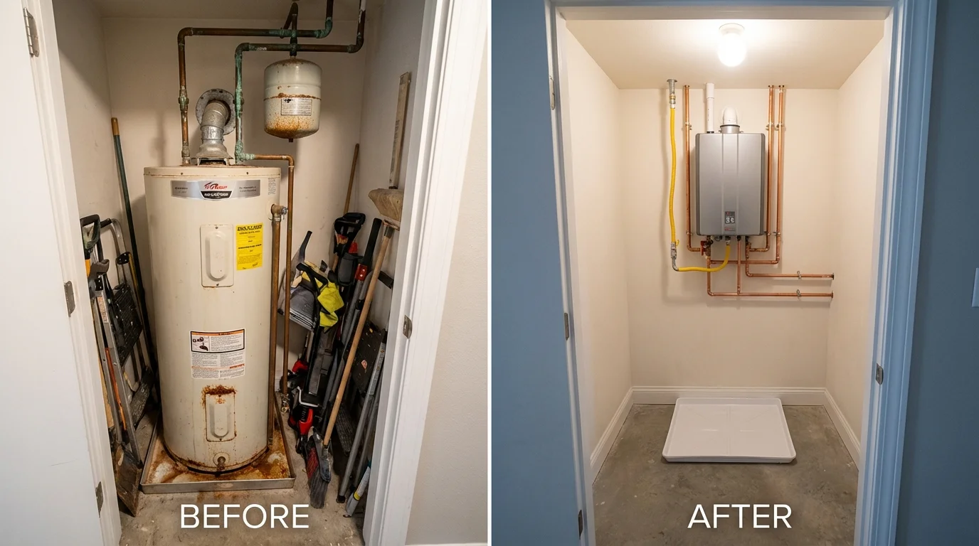 Tank water heater versus wall-mounted tankless unit comparison for Richmond, TX homeowners